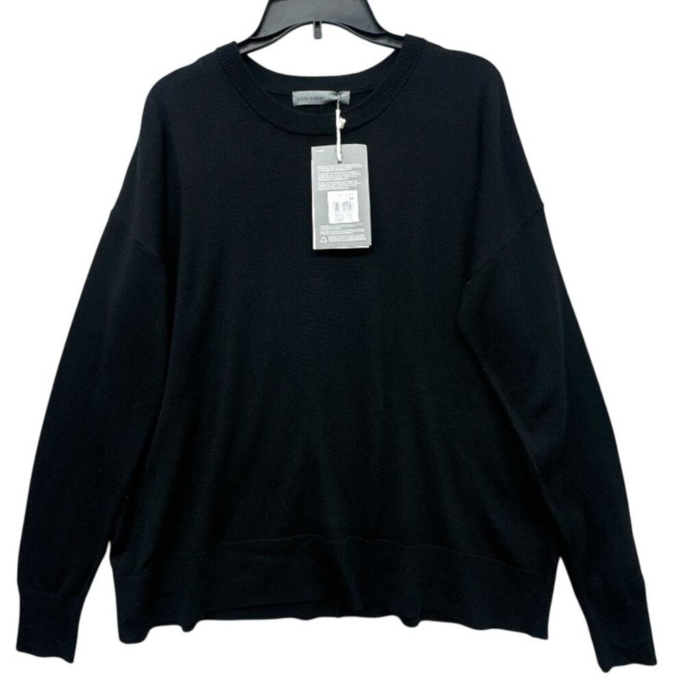 Icebreaker Shearer Crewe Sweater Women's L Black 100% Merino Wool Cozy - Picture 2 of 5